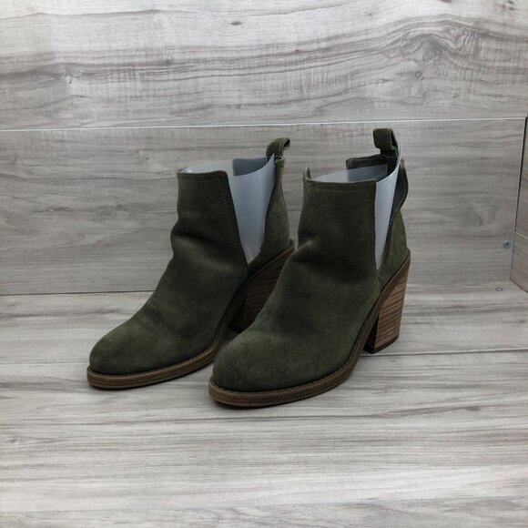 Steve Madden Ankle Boots Women's 5.5 Sharini Green Suede Slip On Booties - Picture 4 of 11